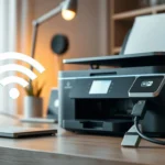 Printer setup using Wi-Fi or wired network or USB cable